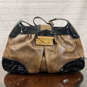 LOUIS VUITTON Limited Edition Taupe Monogram Embossed Leather Polly Bag EUC